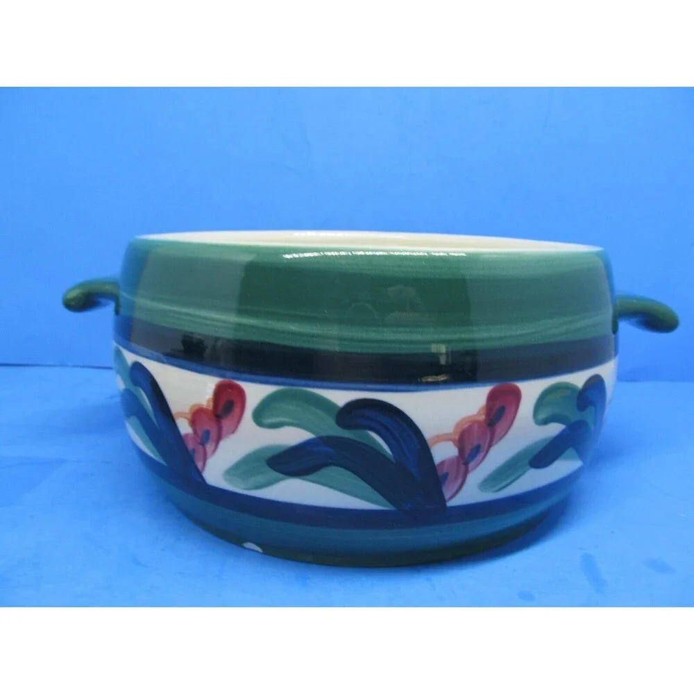 Gail Pittman Juniper Covered Bean Pot Double Handled  Casserole